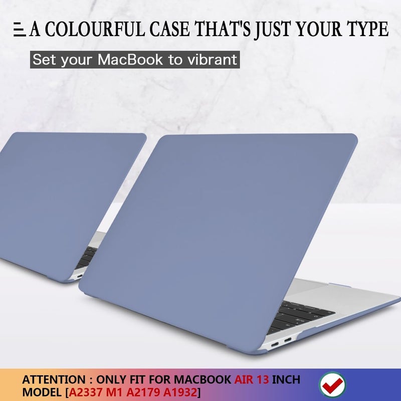 CISSOOK Compatible with MacBook Air 13 inch Case 2021 2020 2019 2018 Release Model M1 A2337 A2179 A1932, Matte Hard Case Cover for MacBook Air 13 inch with Retina Display and Touch ID - Lavender Gray - Image 3